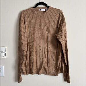 Bachrach Men’s XL‎ SILK CASHMERE Pullover Sweater Ribbed Knit Tan Luxury